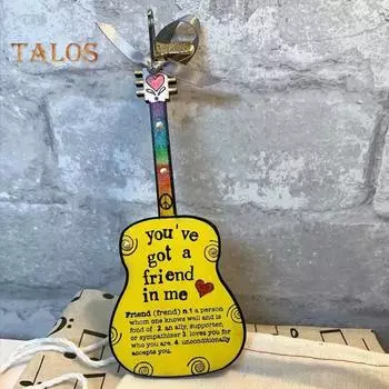 Подвеска в виде гитары дружбы, деревянная, у тебя есть друг во мне, подвесное украшение в форме мини-гитары, подарок дружбы для друзей зелёный