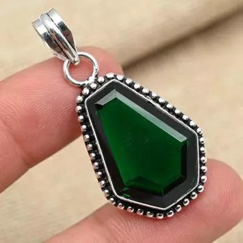 Подвеска в виде гроба ручной работы из стерлингового серебра 925 пробы с хром-диопсидом 1.77 Inches зелёный