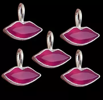 Подвеска в виде губ с натуральным розовым ониксом, стерлинговое серебро 925 пробы, подарок