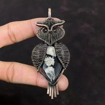 Подвеска в виде хризантемы, обернутая медной проволокой, подвеска из драгоценных камней, ювелирное украшение в виде хризантемы, чудесная подвеска в виде совы, медное ювелирное украшение ручной работы, подарок для нее