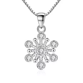 Подвеска в виде хрустального ледяного цветка, ожерелье с подвеской, модное и простое женское украшение в виде снежинки.
