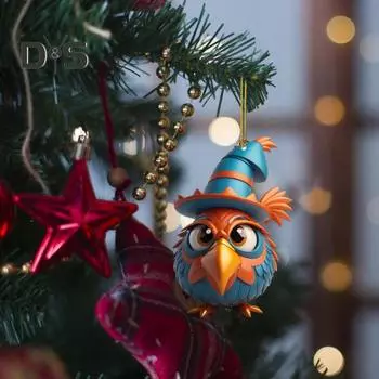 Подвеска в виде индейки 2D, плоская акриловая подвеска в виде цыпленка, симпатичная мультяшная шляпа, подвеска в виде цыпленка для украшения дома, дерева, автомобиля 1