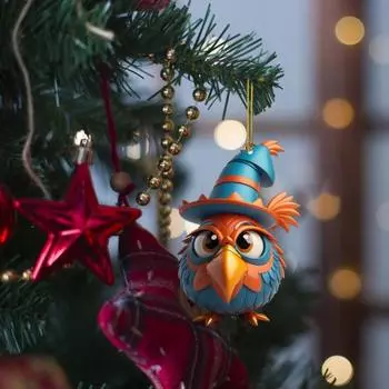 Подвеска в виде индейки 2D, плоская акриловая подвеска в виде цыпленка, симпатичная мультяшная шляпа, подвеска в виде цыпленка для украшения дома, дерева, автомобиля 1