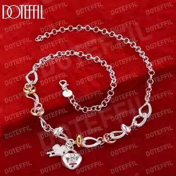 Подвеска в виде ключа из стерлингового серебра 925 пробы в форме сердца, ожерелье длиной 20 дюймов, модные свадебные украшения 50CM