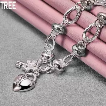 Подвеска в виде ключа из стерлингового серебра 925 пробы в форме сердца, ожерелье длиной 20 дюймов, модные свадебные украшения 45CM
