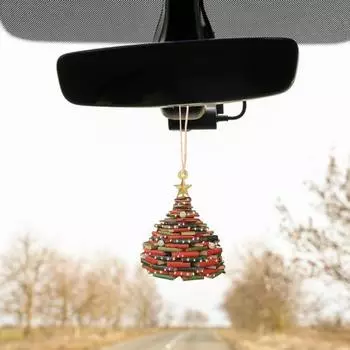 Подвеска в виде книжной полки в форме рождественской елки, 2D акриловая книга, сложенная в стопку, подвесное украшение для рождественской елки, украшение для окна автомобиля C