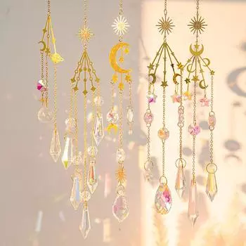 Подвеска в виде колокольчика в виде хрустального ловца солнца, подвеска на окно в комнате, подвеска в виде колокольчика в виде призмы, украшение для дома и сада as picture