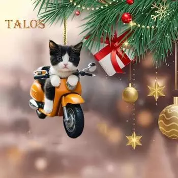 Подвеска в виде кошки на мотоцикле, украшение для автомобиля со шнурком, легко подвешивается на зеркало заднего вида, подвеска на сумку для кошек, аксессуары Cat