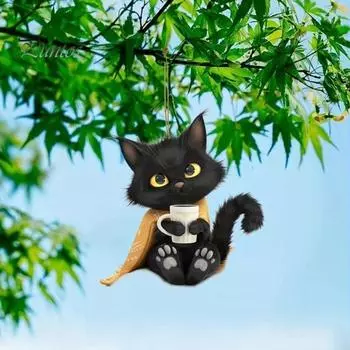 Подвеска в виде кошки, подвесное украшение для автомобиля, реалистичная форма животного, акриловая 2D-подвеска в виде кошки для зеркала заднего вида, окон, сумок, ключей, автомобильных аксессуаров Cat