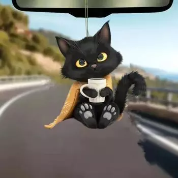 Подвеска в виде кошки, подвесное украшение для автомобиля, реалистичная форма животного, акриловая 2D-подвеска в виде кошки