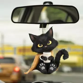 Подвеска в виде кошки, подвесное украшение для автомобиля, реалистичная форма животного, акрил 2D