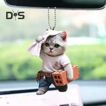 Подвеска в виде кошки, подвесное украшение для автомобиля, реалистичное животное, кошка, зеркало заднего вида, подвесной декор, акриловый автомобильный шарм, подарок на вечеринку и фестиваль для автолюбителей D
