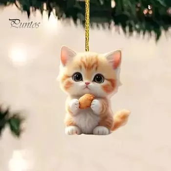 Подвеска в виде кота, подвеска на зеркало заднего вида автомобиля, акриловый котенок, украшение для салона автомобиля, рождественская елка, подвесное украшение для окна дома Cat