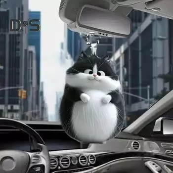 Подвеска в виде кота, украшение для зеркала заднего вида, украшение для салона автомобиля, акриловый причудливый шарм, плоский 2D-кулон в виде котенка, подарок для друзей семьи Cat
