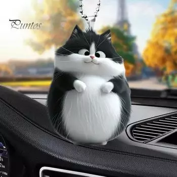 Подвеска в виде кота, украшение для зеркала заднего вида, украшение для салона автомобиля, акриловый причудливый шарм, плоский 2D-кулон в виде котенка, подарок для друзей семьи Cat