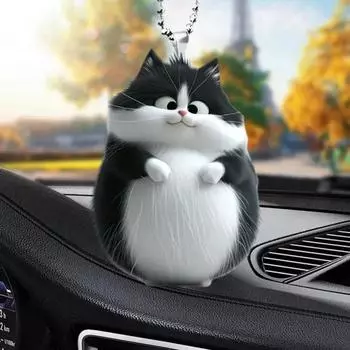 Подвеска в виде кота Yousheng, украшение для зеркала заднего вида, украшение для салона автомобиля, акриловый причудливый шарм, плоский 2D-кулон в виде котенка, подарок для друзей семьи Cat