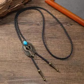 Подвеска в виде ковбойской шляпы, американское ожерелье-боло, плетеное из искусственной кожи, минималистичное колье для мужчин Style A