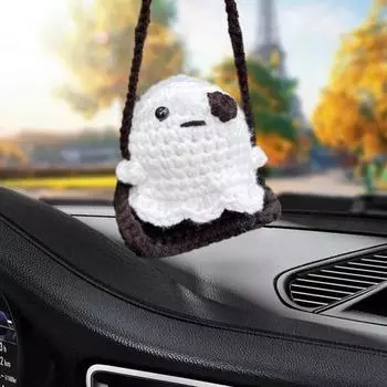 Подвеска в виде куклы-привидения на Хэллоуин, связанная вручную, с ремешком, легко подвешивается, легкая, ручная работа C