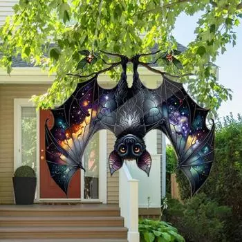 Подвеска в виде летучей мыши на Хэллоуин, акриловая подвеска на окно в виде летучей мыши, жуткий декор в виде летучей мыши для окон чёрный