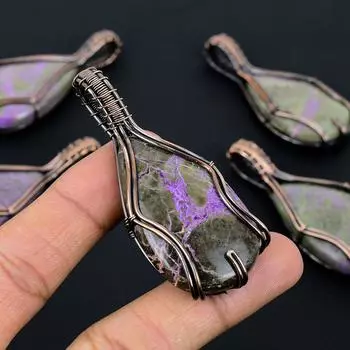 Подвеска в виде медной проволоки из натурального русского драгоценного камня чароит 2,75 дюйма f0W87