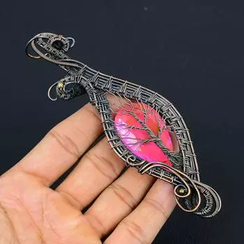 Подвеска в виде медной проволоки с натуральным драгоценным камнем TreeOfLifeKunzite 5,91 дюйма d6g02