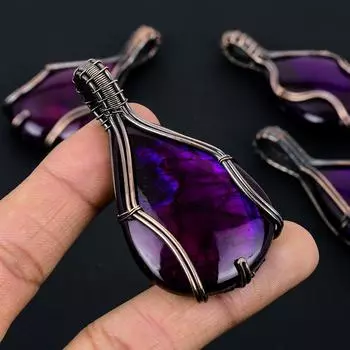 Подвеска в виде медной проволоки с натуральным розовым лабрадоритом и драгоценным камнем 2,75 дюйма d7a82