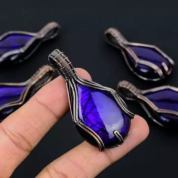 Подвеска в виде медной проволоки с натуральным фиолетовым лабрадоритом 2,75 дюйма F7k54