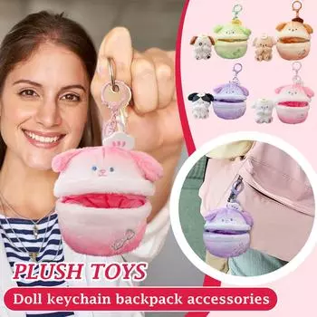 Подвеска в виде медведя, сумка, кулон, плюшевая кукла, кукла, брелок для ключей, креативный подарок One Size фиолетовый