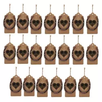 Подвеска в виде металлической подковы, сувениры на свадьбу с бирками из крафт-бумаги, свадебные украшения, праздничные атрибуты, подарки для