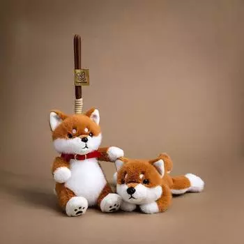 Подвеска в виде мини-сумки Palm Treasure, креативная плюшевая игрушка в виде сиба-ину, кукла для собак, кукла для щенков, кукла для кукол, кукла для кукол, подвесные украшения [22 cm lying down; 15 cm sitting]