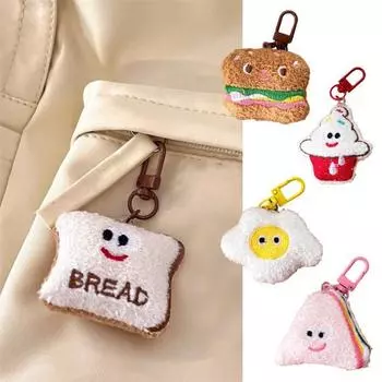 Подвеска в виде мороженого из мультфильма с зажимом, пушистая брошь в виде жареного яйца в виде бургера, моющаяся легкая школьная сумка через плечо, украшение своими руками, подвесная подвеска B