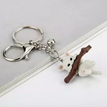 Подвеска в виде мультфильма, подвесные аксессуары, держатель для ключей в виде животного, кошки, 3D-брелок для ключей, сумка-подвеска blue-Single ring