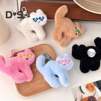 Подвеска в виде мультяшного котенка с зажимом, брошь с нечетким животным, моющаяся легкая школьная сумка, сумка на плечо, украшение своими руками, плюшевая кукла, подвесной кулон A синий