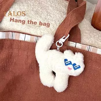 Подвеска в виде мультяшного котенка с зажимом, брошь с нечетким животным, моющаяся легкая школьная сумка, сумка на плечо, украшение своими руками, плюшевая кукла, подвесной кулон A синий