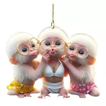 Подвеска в виде мультяшной обезьяны, 2D акриловое подвесное украшение для салона автомобиля, украшение заднего вида, очковая обезьяна, брелок для рюкзака Monkey