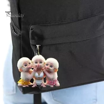 Подвеска в виде мультяшной обезьяны, 2D акриловое подвесное украшение для салона автомобиля, украшение заднего вида, очковая обезьяна, брелок для рюкзака Monkey