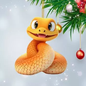 Подвеска в виде мультяшной змеи, 2D акриловый брелок, подвеска в виде оранжевой змеи, новогоднее подвесное украшение для автомобиля, рюкзака, рождественской елки D