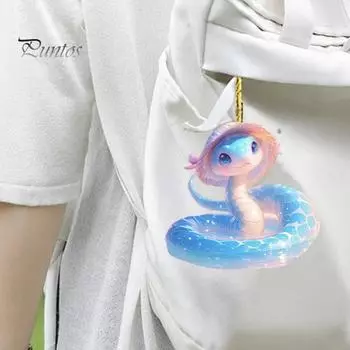 Подвеска в виде мультяшной змеи, 2D, плоское акриловое рождественское украшение, подвесное украшение в виде змеи для рождественской елки, дверей, окон, новогоднего декора 1