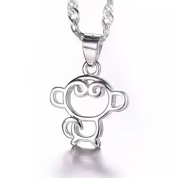 Подвеска в виде обезьяны на Новый год для женщин, женское ожерелье с благоприятным зодиакальным знаком Обезьяна, посеребренное