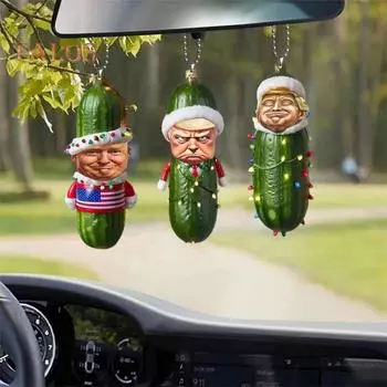 Подвеска в виде огурца Трампа, акриловое украшение на рождественскую елку, мультяшный Трамп, подвесное украшение для каминной полки на стену автомобиля A