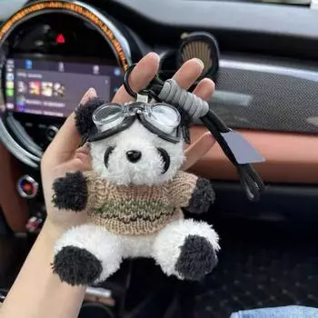 Подвеска в виде панды, автоматическое зеркало заднего вида, орнамент, очаровательный внешний вид, подвесная подвеска в виде животного ручной работы, аксессуары для салона автомобиля A