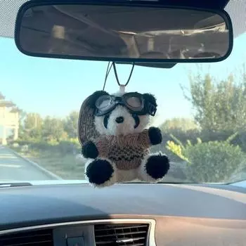 Подвеска в виде панды, автоматическое зеркало заднего вида, орнамент, очаровательный внешний вид, подвесная подвеска в виде животного ручной работы, аксессуары для салона автомобиля B