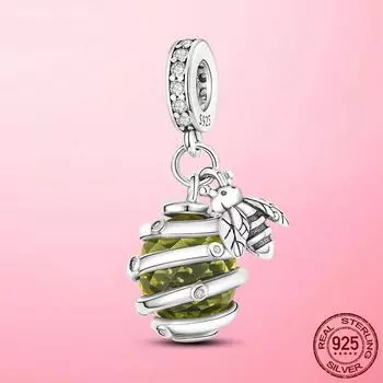 Подвеска в виде пчелы, стерлингового серебра 925 пробы, сотовая пчела, висячая подвеска-подвеска, подходит для оригинального модного браслета из бисера, сделай сам, изготовление серебряных ювелирных изделий