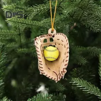 Подвеска в виде перчатки для софтбола, акриловая плоская перчатка для софтбола, украшение на елку в стиле софтбола, подарок для игрока в софтбол E