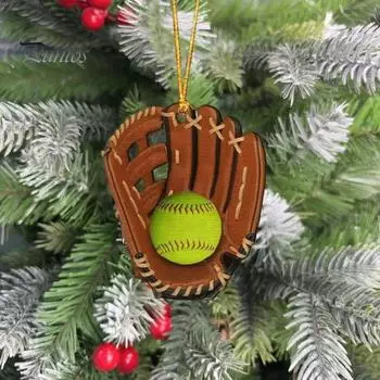Подвеска в виде перчатки для софтбола, акриловая плоская перчатка для софтбола, украшение на елку в стиле софтбола, подарок для игрока в софтбол E