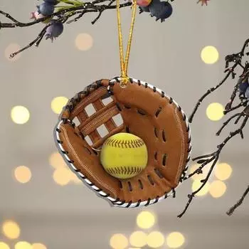 Подвеска в виде перчатки для софтбола, акриловая плоская перчатка для софтбола, украшение на елку в стиле софтбола, подарочное украшение E