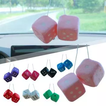 Подвеска в виде плюшевой игральной кости со шнурком, винтажное подвесное украшение для автомобиля, снятие стресса чёрный
