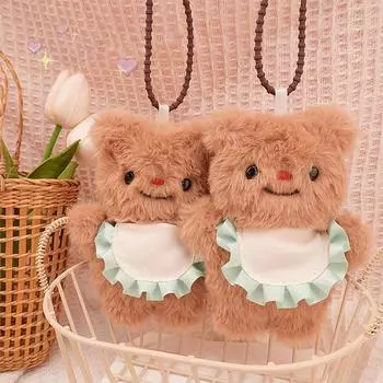 Подвеска в виде плюшевой куклы «Медведь-масло», симпатичная мягкая подвеска в виде медведя, мультяшная кукла, рюкзак, сумка для ежедневного подвешивания, украшения, аксессуары #469441 02