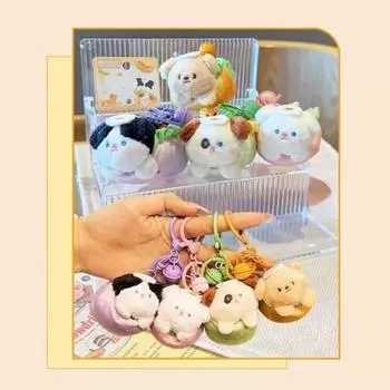 Подвеска в виде плюшевой собаки на молнии, мини-портативный плюшевый щенок, брелок для ключей, мультяшное животное, кошелек для монет, плюшевая собака, сумка для наушников