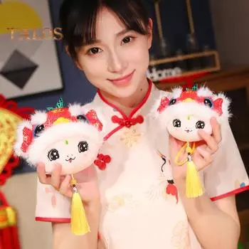 Подвеска в виде плюшевой змеи, мультяшная змея, брелок для ключей, талисман со знаком зодиака, кукла для китайского Нового года 10cm жёлтый